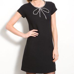 KATE SPADE Gail Rhinestone Jewel Bow Lined Black Dress w/Pockets size 4